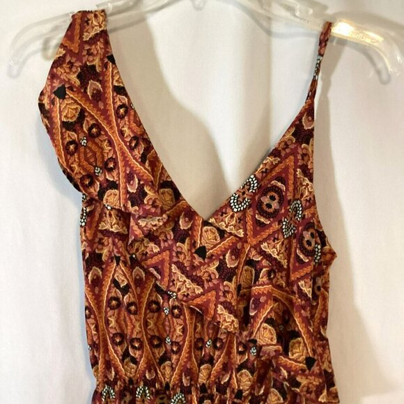 Xhilaration Jumpsuit Tribal Print Single Spaghetti Single Ruffle Sleeve Sz Small - Picture 8 of 10